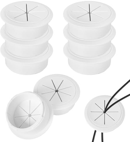 6 Piezas Pasacables Escritorio, 50 mm Cubierta de Orificio de Cable, Ojal de Alambre Cable Blanco Cubierta Orificio de Cable Tapa Pasacables para Encimeras y Muebles de Ordenador