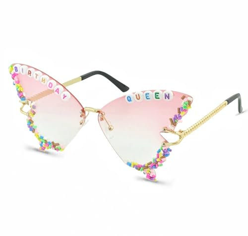 Geburtstag Partybrille Sonnenbrille Rosa,Lustige Sonnenbrille,Partybrille für Erwachsene Damen,Pinke Sonnenbrille für Geburtstagsfeier Geschenkzubehör