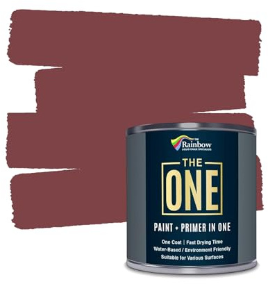 THE ONE All-In-One Paint & Primer - Deep Red Satin, 250 ml | Multi-Surface 1 Coat Formula | Easy Indoor & Outdoor Decorating for Home & Garden Walls, Floors, Furniture | Durable, Water-Based, Low VOC