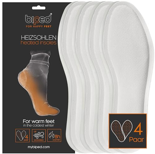 biped värmande innersulor för skor – Set med 4 par fotvärmare för kvinnor och män – Naturlig värme upp till 8 timmar – Aktiveras vid kontakt med luft z2940(M = 39-41)