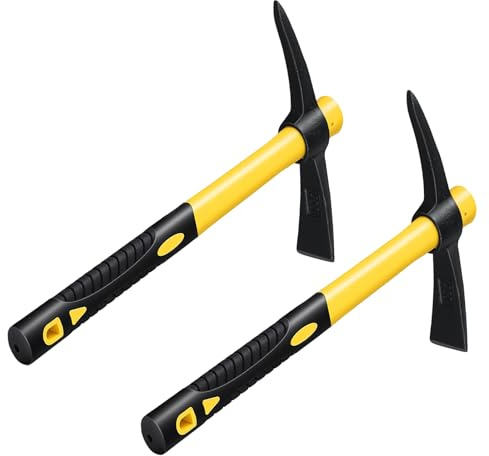 SOUJAP 15 Inch Pick Mattock Hoe, Mini Pick Axe, 1.5 Lb Forged Grubbing Mattock Tool for Weeding and Garden, 38 x 25 cm, 2 Pack