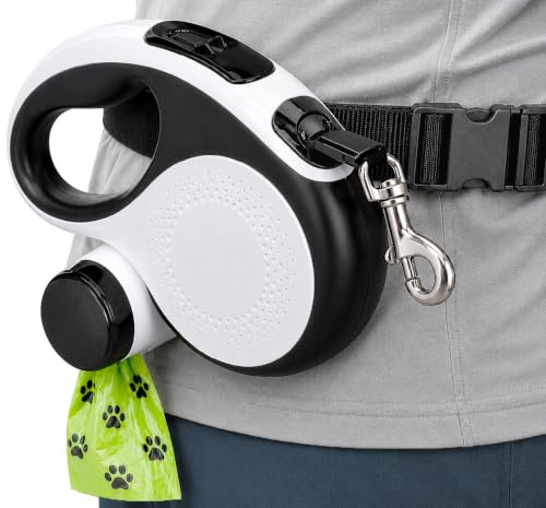 Hands-Free Retractable Dog Leash with Waist Belt, 16Ft Extendable