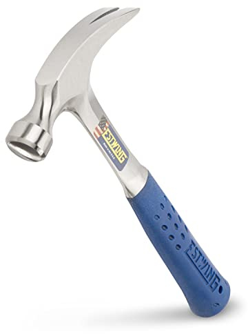 ESTWING Hammer - 12 oz USA Made Straight Rip Claw Hammer with Smooth Face & Shock Reduction Grip - E3-12S