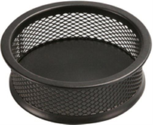 Q-Connect KF15102 Büroklammernbox Schreibtisch-Organizer Rund/ aus Lackiertem Metallgeflecht/ Schwarz / Mesh Metall Büro-Organizer Desk Organizer/ Anti-Rutsch-Füße/ 3,2 x 9 cm