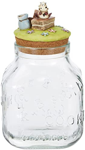 Porta Brioche/Biscotti Mucca Alice, Barattolo in Vetro Empolese con Decorazioni Artigianali, 15x15x25 cm, 3100 ml
