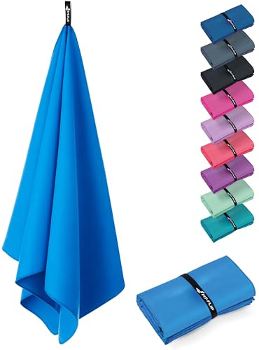 Mikrofiberhanddukar ultralätt, kompakt och snabbtorkande - Mikrofiberhandduk - den perfekta sporthandduken, strandhandduk och resehandduk (1x 160x80cm - 1 Styck - Blått Vatten)