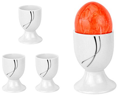 Van Well 4er Set Eierbecher 4,8cm weiß - Verschiedene Dekore wählbar, Dekor:Silver Night