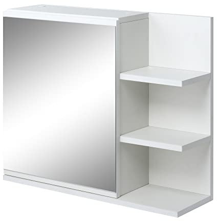 kleankin Badspiegelschrank Badspiegelschrank mit 3 offenen Ablagen und 1 Innenablage Modern Style Badschrank 60x18x50 cm Weiß