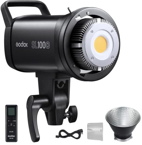 Godox SL100D LED Lampe Studio avec Godox RC-A6 Télécommande, 100W LED Vidéo Lampe 32 100 Lumens 5600K CRI 96+ Daylight Studio LED Light, LED Continue Lampe avec Bowens Mount