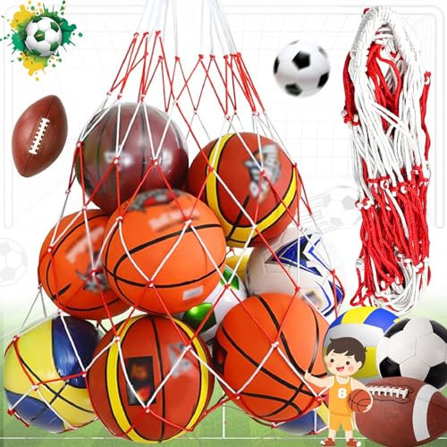 Weploda Ballnetz, Fußball Netztasche, Volleyball Netztasche, Mehrzweck Balltasche Netz, Große Tasche Ballsack, Kann 10-15 Bälle Aufnehmen, Ballnetz Tragbare, Geeignet Für Vereine, Stadien Usw