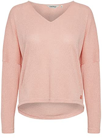 OXMO OXKatla Damen Strickpullover Feinstrick Pullover mit V-Ausschnitt, Größe:M, Farbe:Coral Cloud (151415)