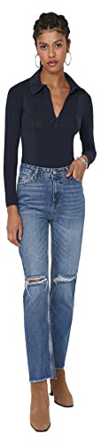 Trendyol Jeans Acampanados y con Corte de Bota, Azul, 38 para Mujer