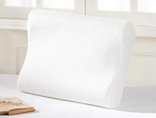 madame coco Memory Foam Orthopädisches Kopfkissen Weiß, Elodie Visco Allergiker Kissen Groß 42x52 cm, Kopfkissen für Bette Zuhause, Hotel, Bettkissen, Schlafkissen, Reisekissen, Orthopädisches Kissen