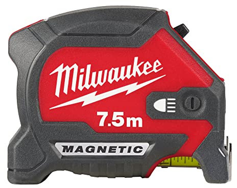 MILWAUKEE Flexómetro de 7,5 m con luz LED de 100 lúmenes – Recargable – Antigolpes