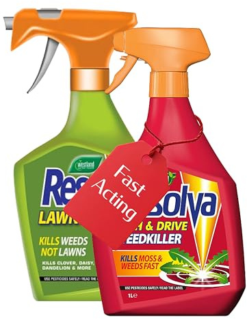 Garden Weed Killer Sprayer Bundle - Path and Drive 1L Weedkiller Sprayer & Lawn Weed Killer Extra Strong 1L Ready-to-Use Garden Sprayer for Dandelions, Weed Remover with Topline Card.