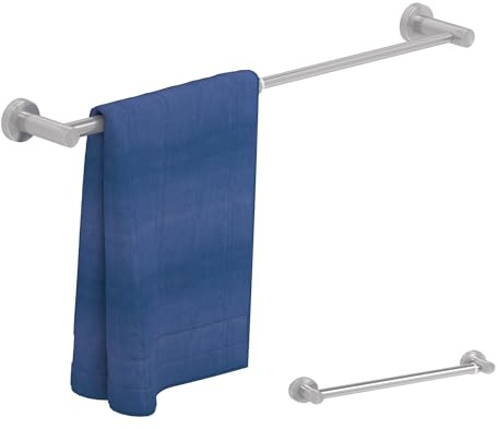 HOMOTEK Toallero Ajustable para Toallas de baño de 14 a 24.5 Pulgadas, toallero de Montaje en Pared, Gancho para Colgar Toallas para baño, Cocina (Paquete de 1, Acero Inoxidable Cepillado)