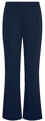 fransa 20611825 Women's Fabric Trousers Wide Leg Regular Fit Regular Waist, Dark Peacoat (194010), 14