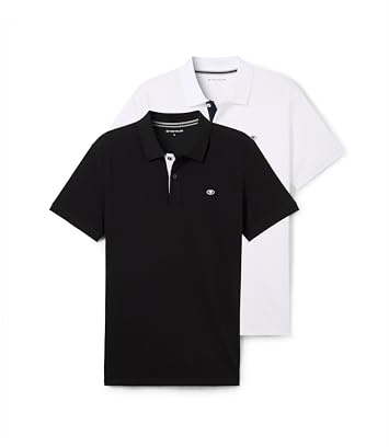 TOM TAILOR Herren 1044879 Doppelpack Poloshirt Basic mit Logo Print, 20000-White, L