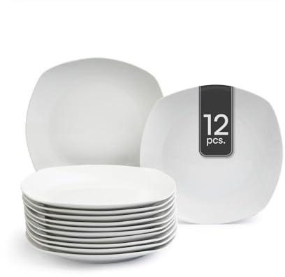 Home4You Speiseteller - Ø 27 cm - Weiß - Porzellan - 12er Set