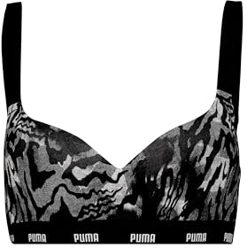 PUMA Printed Padded Top Reggiseno Sportivo, Nero, S Donna