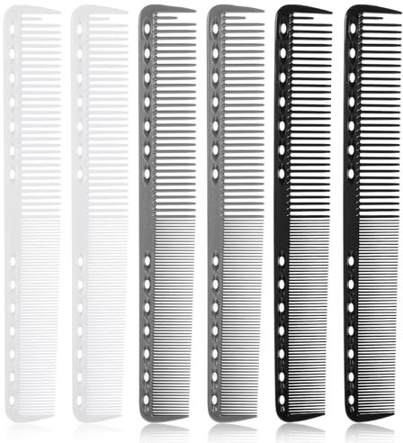 6 Stück Friseurkamm, Carbon Haarschneidekamm Friseur Kamm Antistatischer Haarkamm Grob Fein Comb Frauen Männer Haarkämme für Feines Haar Lockiges Glattes Dickes Dünnes Haar (Weiß Grau Schwarz)