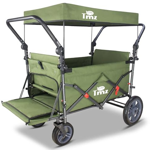 TMZ Bollervagn vikbar med tak, handvagn, transportkärra, utrustningsvagn | vikbar | PU-däck med hög elasticitet | upp till 120 kg (ren grön)