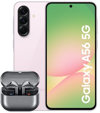 Samsung Galaxy A56 5G Smartphone, Awesome Intelligence, 8GB RAM, 256GB Memory Storage, 50MP Camera, Awesome Pink Galaxy Buds3, Grey (UK Version)