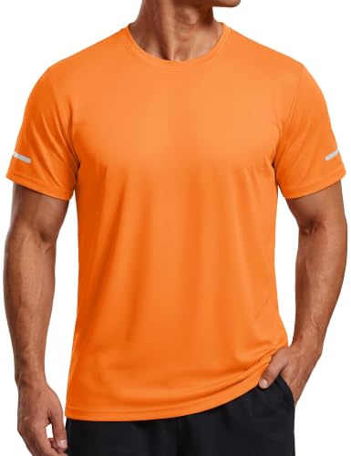 TACVASEN T-shirt de sport à manches courtes pour homme - T-shirt fonctionnel respirant - T-shirt de course à pied - T-shirt de randonnée avec bandes réfléchissantes