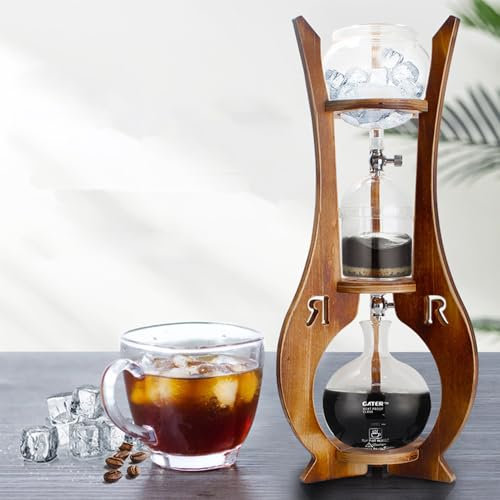 Kallt Bryggkaffe, Isdropp Kaffebryggare, Med Dubbel Ventil - Långsam Droppteknik, Träliv, Stor Kapacitet 600 Ml, Kallt Bryggtorn För Hemmakontoret