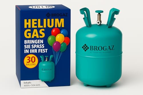 Bombola di Elio per 30 Palloncini - Gas Elio in Ricarica, Facile da Usare, Ideale per Feste e Eventi (Palloncini NON Inclusi)