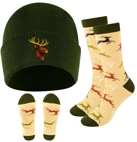 DASHUAIGE Bonnet de tricot de cerf pour extérieur avec chaussette, bonnet d'alpinisme, d'escalade, sport, randonnée, bonnet de chasseur, bonnet d'hiver, bonnet en tricot, bonnet de travail pour hommes