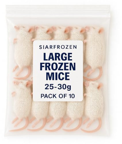 SiarFrozen™ Large Frozen Mice 25–30g – Pack of 10 | Premium Whole Prey Food for Snakes, Reptiles & Birds of Prey | High-Protein, Clean & Convenient