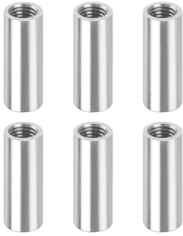 Lot de 6 manchons filetés ronds M8 x 30 mm - Écrous de connexion - Manchons d'écartement en acier inoxydable 304 - Inoxydable et durable - Pour le bureau et l'industrie comme écrou d'embrayage ou