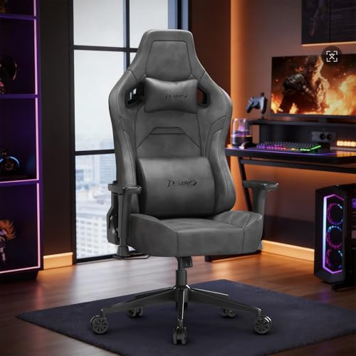 Devoko Gaming Sessel Ergonomisch, Gamer Stuhl für Büro und Gaming, Hoher Sitzkomfort mit 3D Armlehnen, Hochwertige Verarbeitung, 180kg Belastbar, Anthrazitgrau