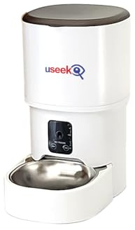 USEEK Distributore Automatico Cibo Smart con Videocamera Wi-Fi per Gatti e Cani, Controllo App, Audio Bidirezionale, Bianco