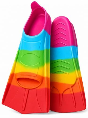 Pinne da nuoto per bambini, pinne per bambini, 100% silicone, pinne corte da snorkeling, pinne da allenamento per adulti e bambini, nuoto, acqua libera, snorkeling, immersioni per principianti (pinne