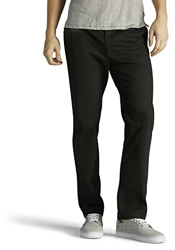 Lee Extreme Motion Flat Front Slim Straight Pant Pantalon décontracté, Noir, 34 W/32 L Homme