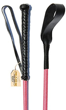 Reitgerte für Pferde, 61 cm, Fiberglas-Schaft mit Doppelslapper, Pink