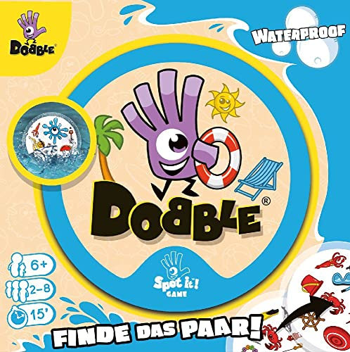 Zygomatic Asmodee Dobble Waterproof | Familienspiel | Kartenspiel | 2-8 Spieler | Ab 6+ Jahren | 15+ Minuten | Deutsch