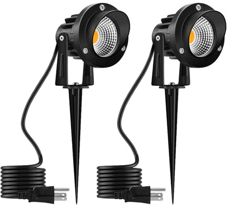 Romwish LED Landscape Spotlight 10W, Outdoor Landscape Lighting 120V Plug-in, 1100LM Waterproof LED Landscape Lights, Landscape Spot Lights for Yard, Garden, Tree, Driveway, 3000K Warm White-2 Pack