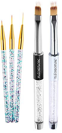 MUOBOFU 2 pinceles ombre Babyboomer cepillos de uñas de gel UV Gel degradado Nail Art lápiz lápiz de pintura brillantes acrílico para uñas (dorado)