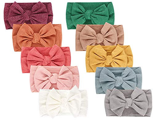 DRESHOW 10 Stück Baby Haarband Baby Stirnbänder Baby Mädchen Nylon Stirnband Neugeborene Kleinkinder Haarbänder und Bögen Kinder Haarschmuck
