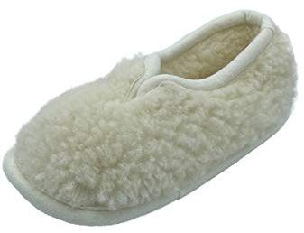 Hollert Damen Hausschuhe aus Merinowolle Foggia warme Hüttenschuhe aus Schafwolle Schuhgröße 36, Farbe Weiß