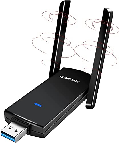 GUIRUO USB WiFi-adapter, 1300 Mbps USB Trådlöst Nätverksadapter med Dubbla Band 2,4 GHz/5,8 GHz med USB 3.0-vagga, Förlängningskabel Dubbla och Högförstärkande Antenner för Stationär Bärbar Dator PC Windows