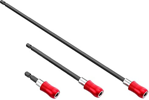 Saipor 3pcs Drill Bit Extension Set 2.4/6/12inch Length Quick Release 1/4” Hex Shank Magnetic Screwdriver Drill Bits Holder Bar Chuck Adapter Screw Driver Drill Bit Extender