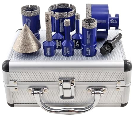 SHDIATOOL Diamond Drilling Core Bits Set Chamfer Bits for Porcelain Tile Marble Ceramic Granite Milling Kit 5/8-11 10pieces