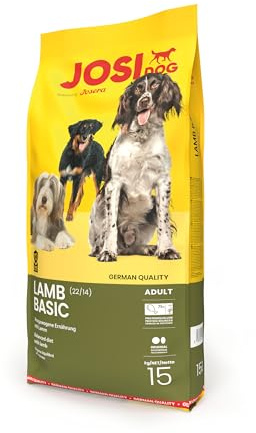 JosiDog Lamb Basic (1 x 15 kg) | Hundmat med gott lamm | Premium torrfoder för vuxna hundar | Drivs av JOSERA