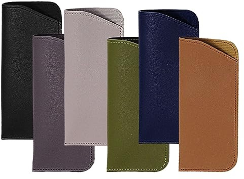 RZMZBY Estuche para Gafas de 6 Piezas, Estuche Suave para Gafas de Sol Estuche de Cuero para Gafas Portátil para Mujeres Hombres Salir, Leer