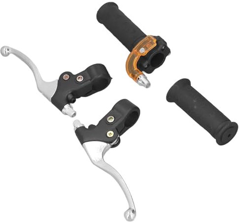 Bremshebel Gasgriff Set, 22mm Universal Anti Rutsch Gummi Links Rechts Dreh Gasgriff Motorrad Speed Drehhebel Bremsgriff Schwarz Bremshebel Griffe Set für 47cc 49cc 2 Takt Dirt Bike ATV Motorräder