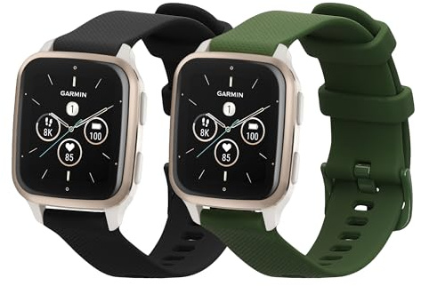 kwmobile 2X Sportarmband kompatibel mit Garmin Venu Sq 2 Music/Sq 2 / Vivoactive 6 / Vivoactive 5 Armband - Fitnesstracker Band Set aus TPU Silikon